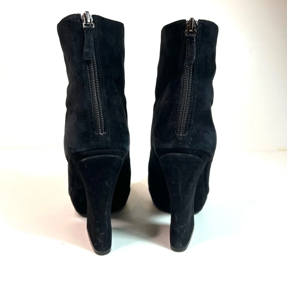 Alice+Olivia Suede Platform Heeled Booties Boots Black Size 8.5